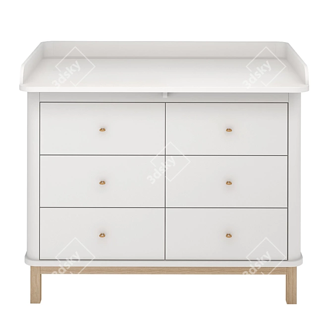 Modern Oliver Wood Nursery Dresser 3D model image 2