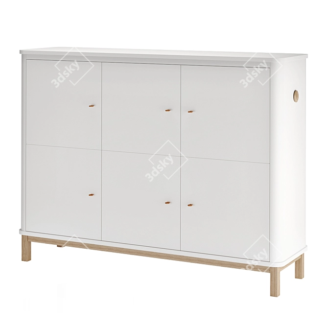 Modern Wood Multi Cupboard with 3 Doors 3D model image 1