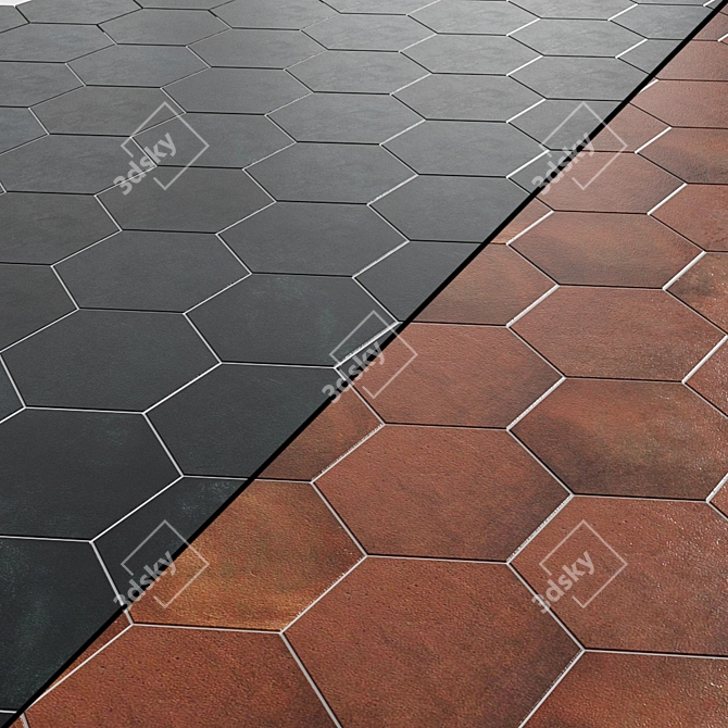 Firezen: Premium Ceramic Tiles - Cuoio, Tabacco, Dorato, Nero, Deco Fiore, Grigio, Bian 3D model image 1