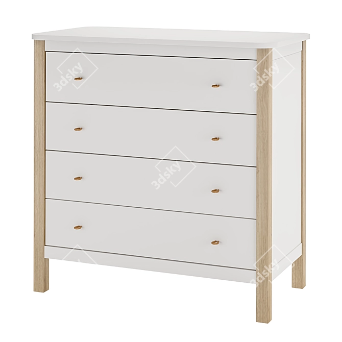 Elegant White/Oak Wood Dresser 3D model image 1