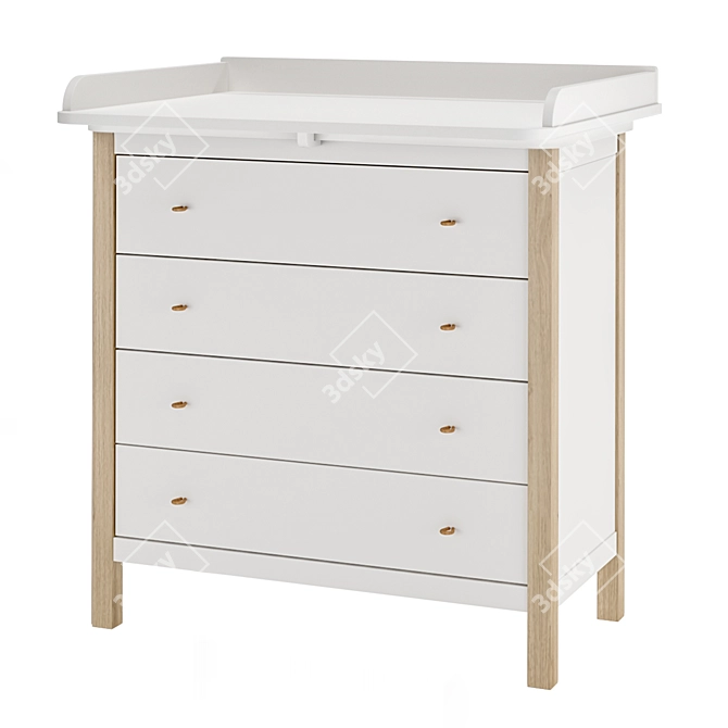 Modern Wood Nursery Dresser 3D model image 1
