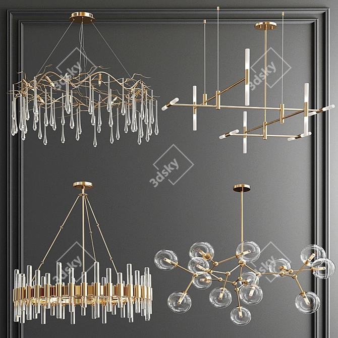 Elegant Teardrop Chandelier - John-Richard Collection 3D model image 1