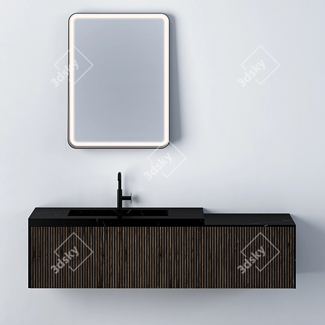 Sleek Modern Bathroom Set 3D model image 1