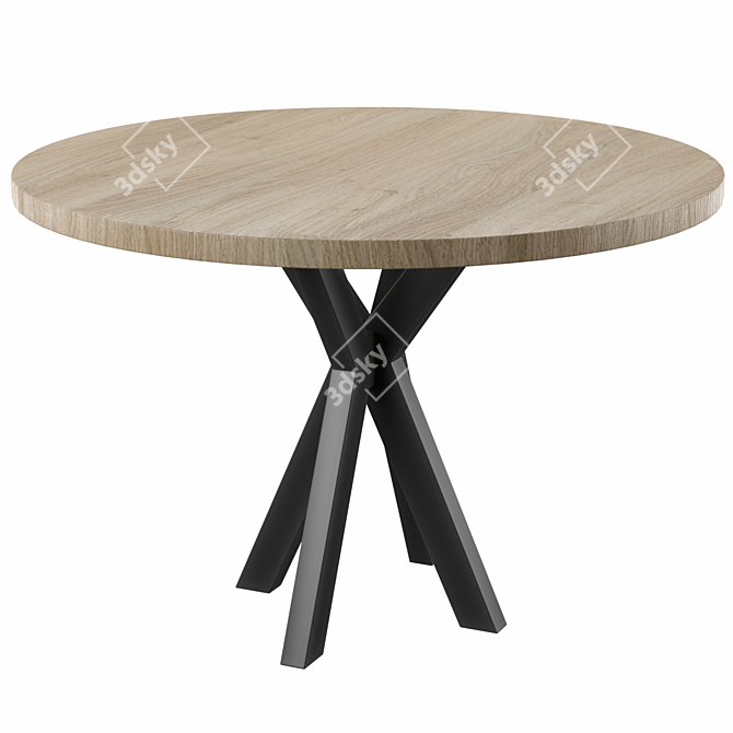 Modern Round Wooden Dining Table 3D model image 1