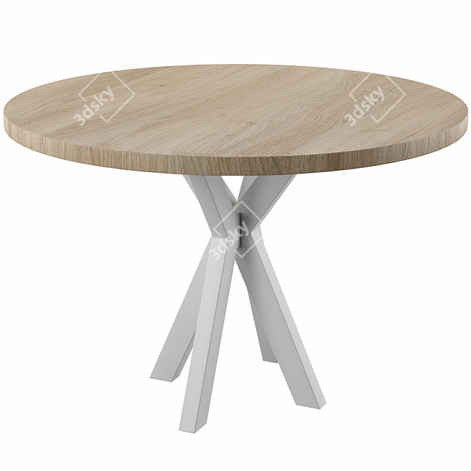 Modern Round Wooden Dining Table 3D model image 2