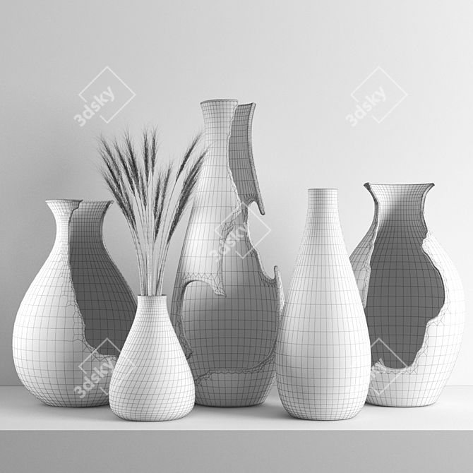 Golden Elegance Vases 3D model image 3