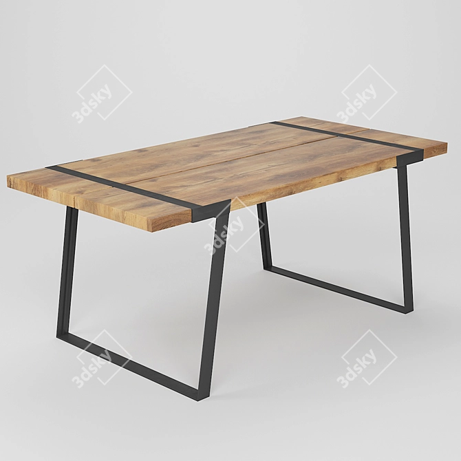 Modern Oak Dining Table - Elegant and Functional 3D model image 3