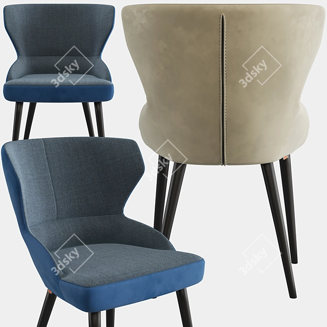 Velvet-Backed Madison Halved Armchair 3D model image 1