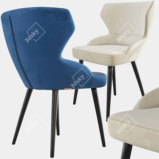 Velvet-Backed Madison Halved Armchair 3D model image 2