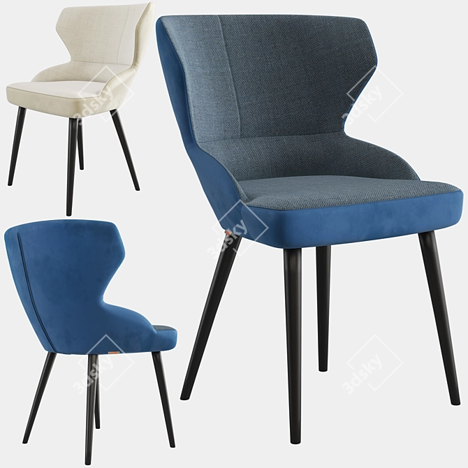 Velvet-Backed Madison Halved Armchair 3D model image 4