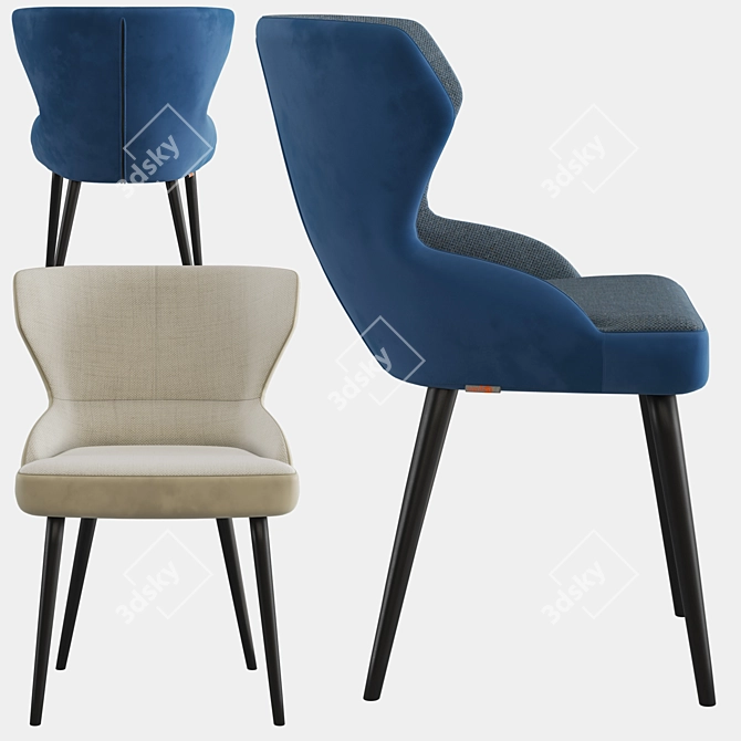 Velvet-Backed Madison Halved Armchair 3D model image 5