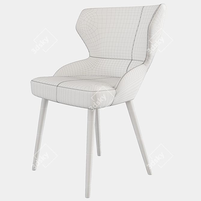 Velvet-Backed Madison Halved Armchair 3D model image 6