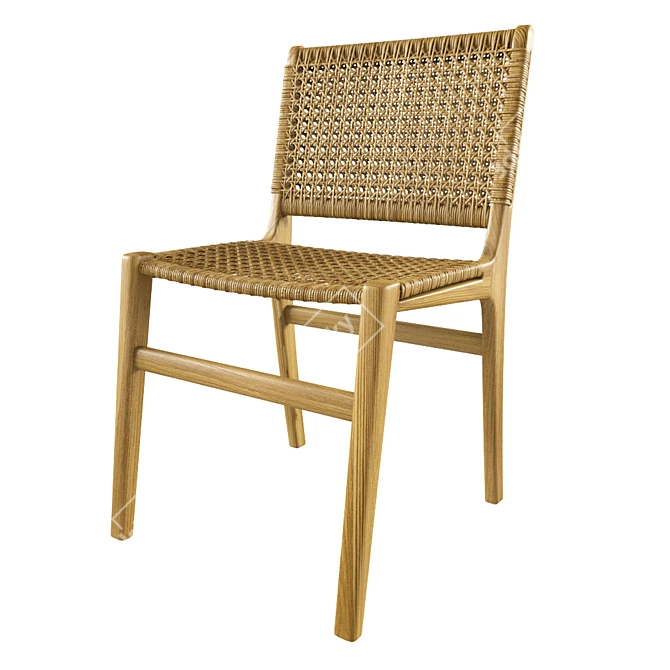 Elegant Rattan Dining Chair 3D model image 1