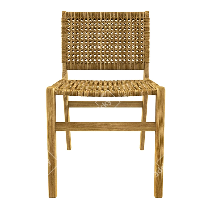 Elegant Rattan Dining Chair 3D model image 2