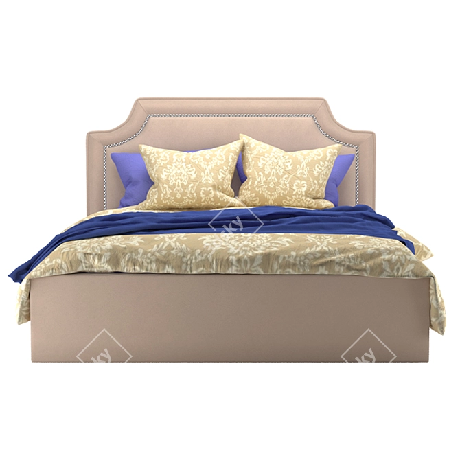 Modern Double Bed with Generous Dimensions 3D model image 2