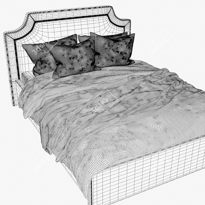 Modern Double Bed with Generous Dimensions 3D model image 3