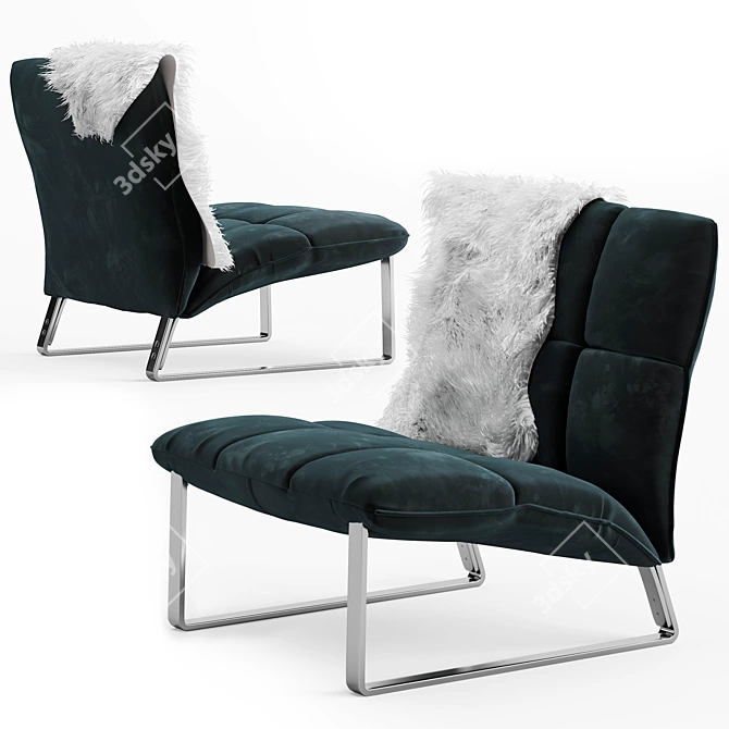 Modern Wool Upholstered Armchair 3D model image 1