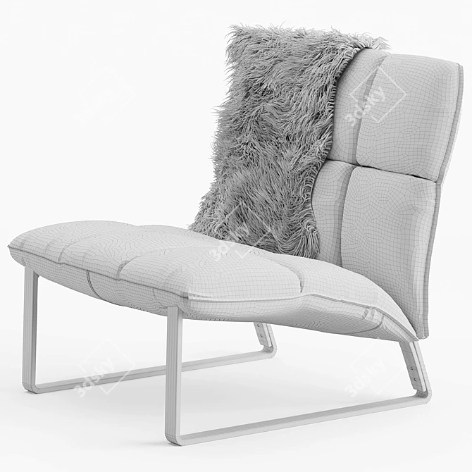 Modern Wool Upholstered Armchair 3D model image 3