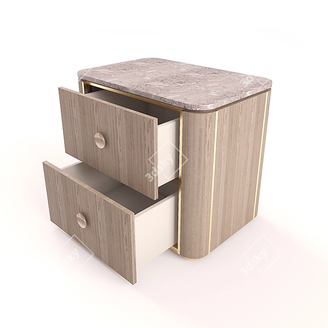 Elegant Berna Bedside Table 3D model image 2