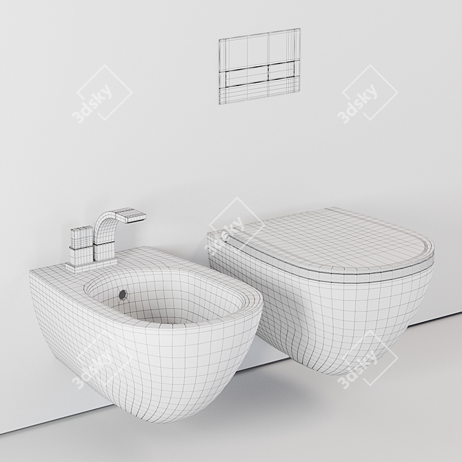 Ceramica Flaminia LO Wall-Hung WC: Sleek and Stylish Basin 3D model image 5