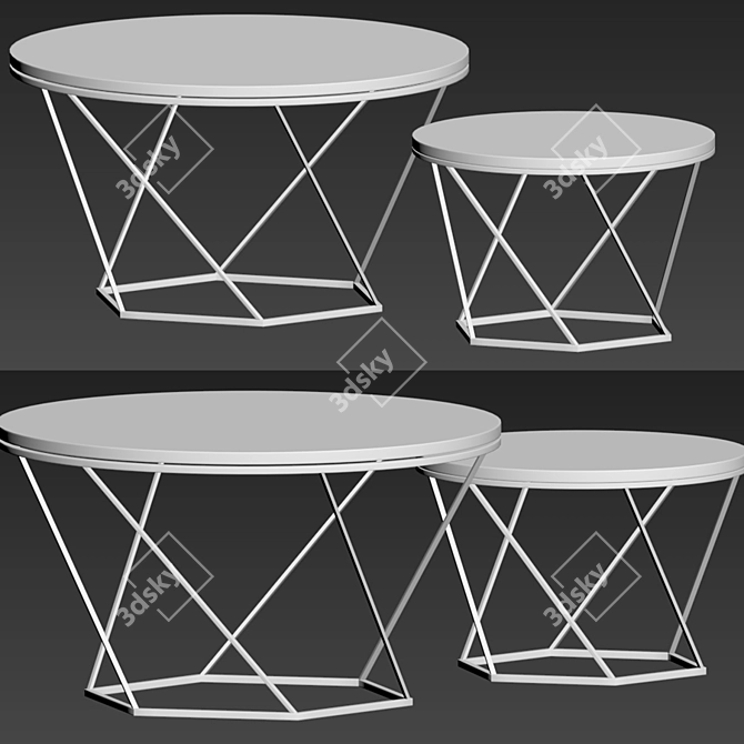 Indiskie Gold Brass Nesting Coffee Table 3D model image 2