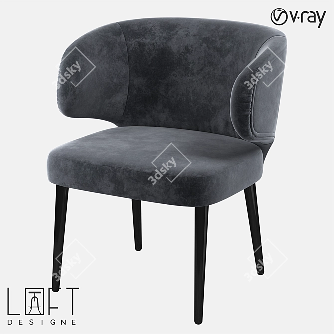 LoftDesigne Chair 32814: Stylish Wood and Fabric Seating 3D model image 1