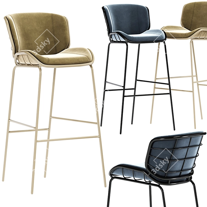 Modern Upholstered Bar Stool 3D model image 1