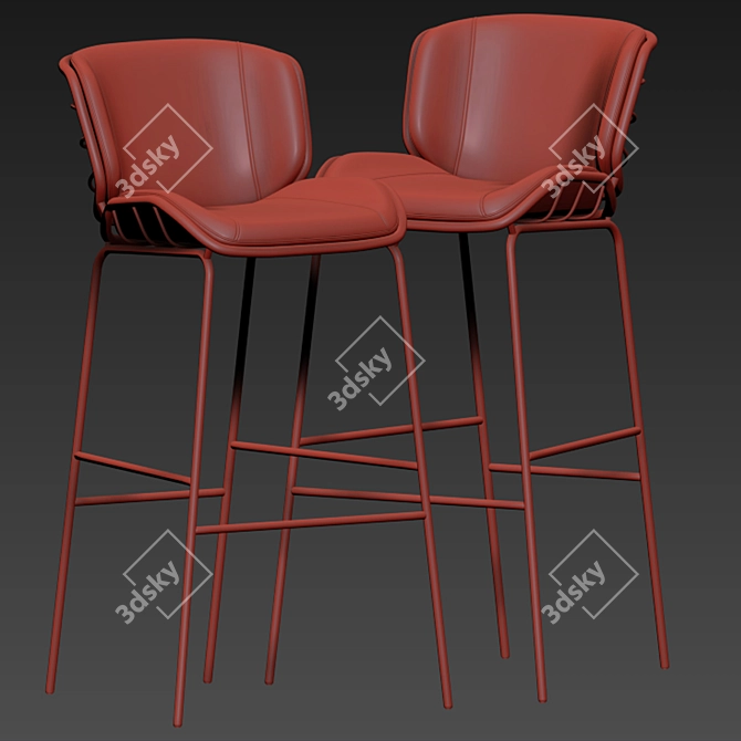 Modern Upholstered Bar Stool 3D model image 3