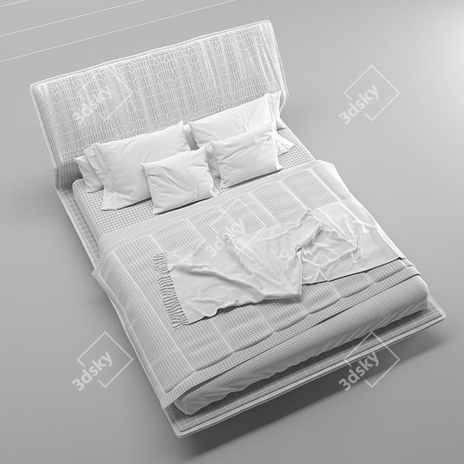 Elegant 3D Bed Design 3D model image 3