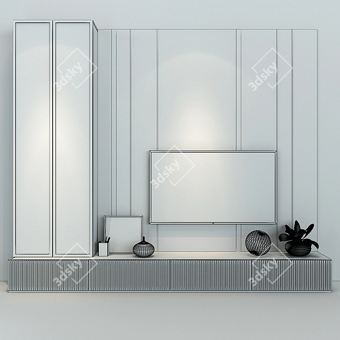 Modern White Cabinet Furniture 3D model image 2