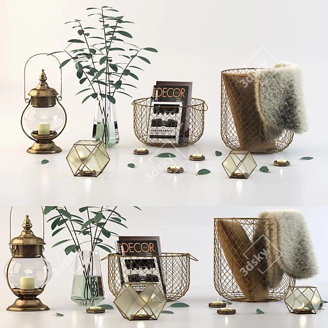 Elegant Hair & Fur Decor Set 3D model image 1