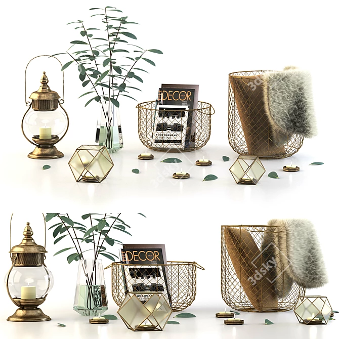 Elegant Hair & Fur Decor Set 3D model image 3