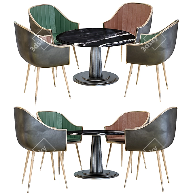 Sleek Table Chair Set 3D model image 1