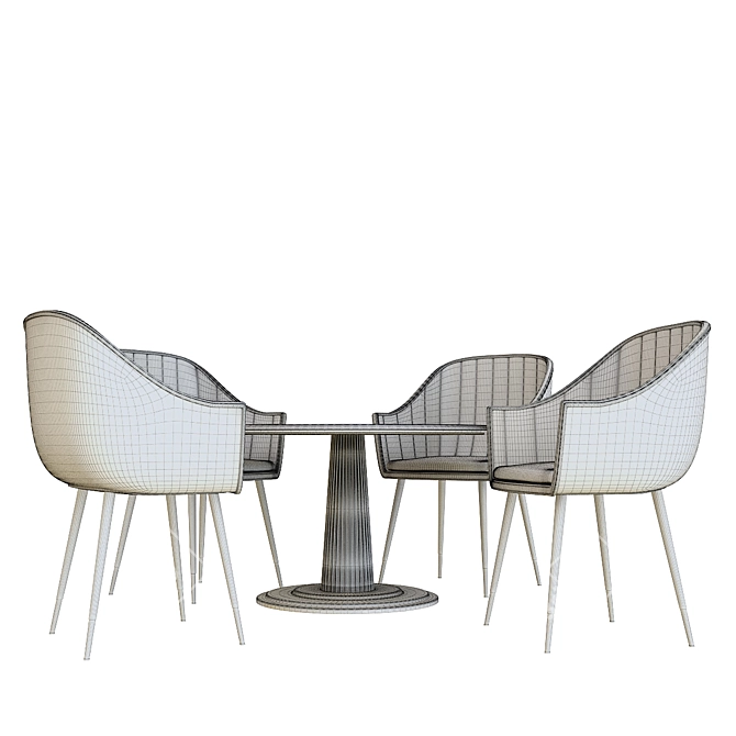 Sleek Table Chair Set 3D model image 3