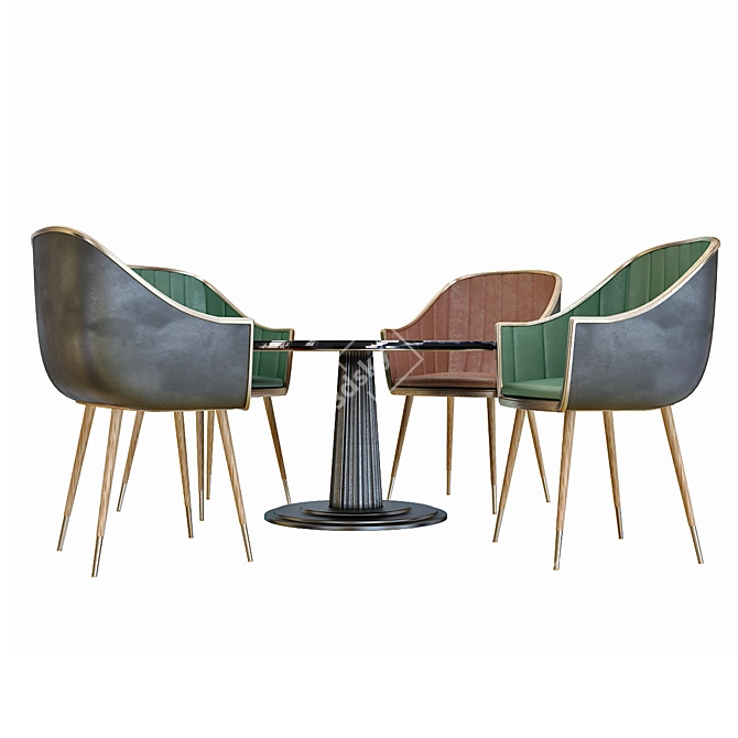 Sleek Table Chair Set 3D model image 4