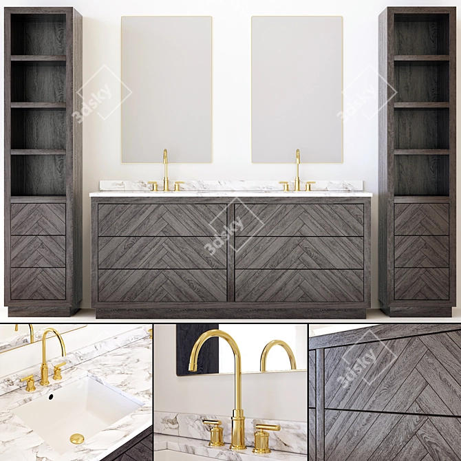 Restored Elegance: RH Bathroom Furniture 3D model image 1