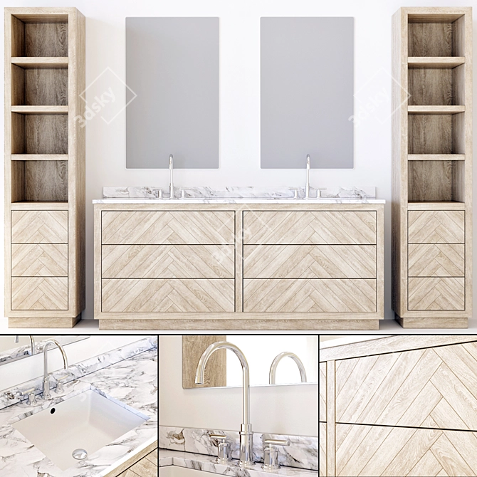 Restored Elegance: RH Bathroom Furniture 3D model image 2