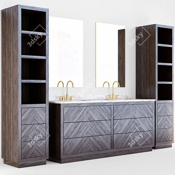 Restored Elegance: RH Bathroom Furniture 3D model image 3