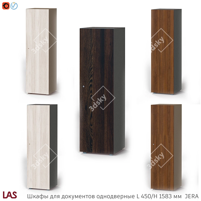 Title: OM Document Cabinets - Stylish Wood and Leather Combination 3D model image 4