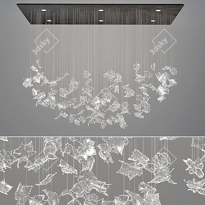 Nature's Elegance: Leafy Glass Chandelier 3D model image 4