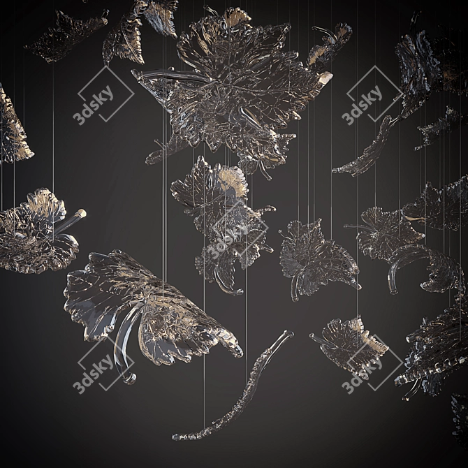 Nature's Elegance: Leafy Glass Chandelier 3D model image 7