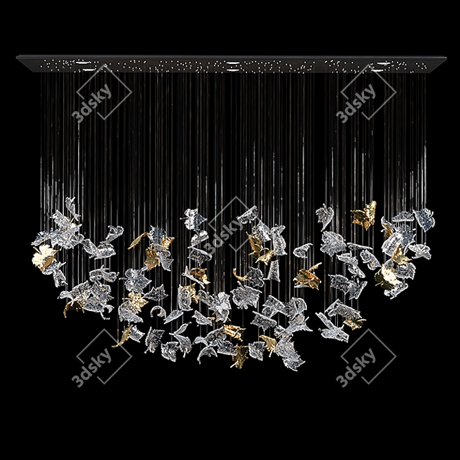 Nature's Elegance: Leafy Glass Chandelier 3D model image 9