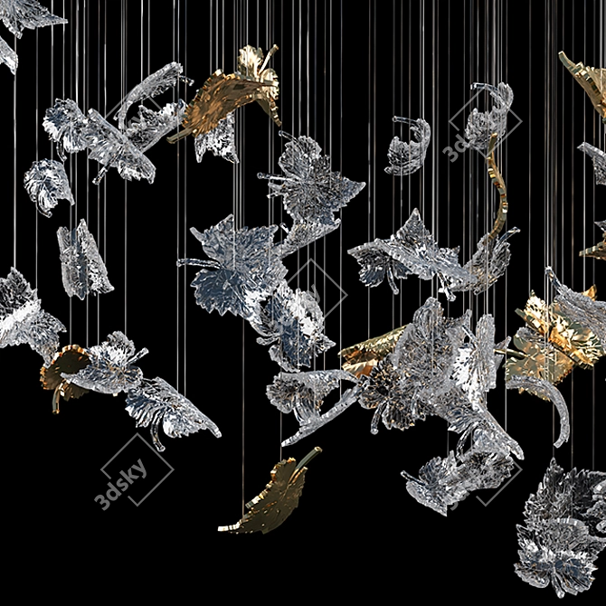 Nature's Elegance: Leafy Glass Chandelier 3D model image 10