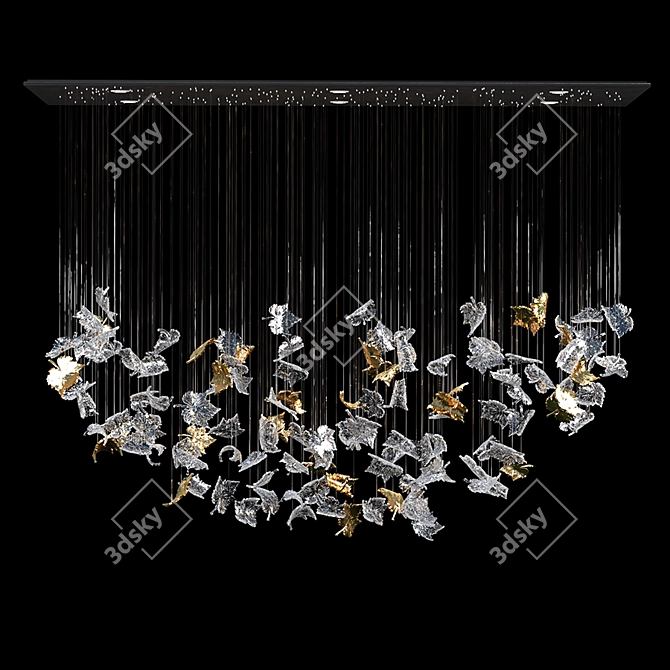 Nature's Elegance: Leafy Glass Chandelier 3D model image 12