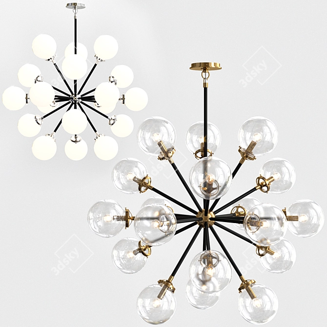 Elegant Bistro Round Chandelier 3D model image 1