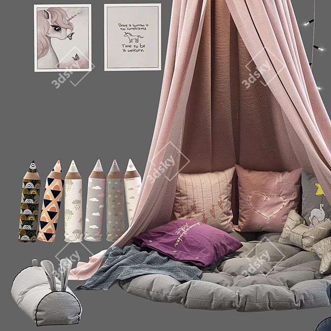 Dreamy Kids Canopy with Decor 3D model image 2