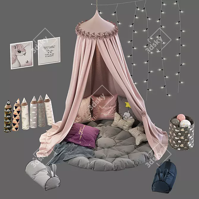 Dreamy Kids Canopy with Decor 3D model image 3