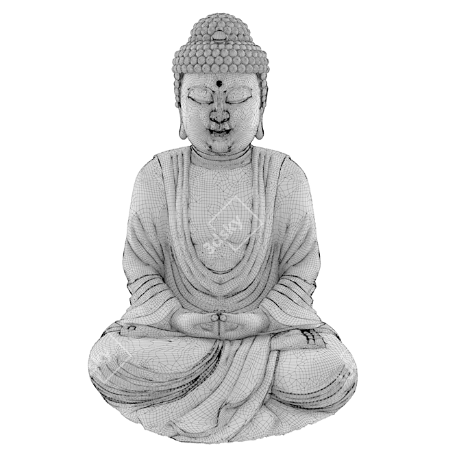 Elegant Buddha Metal Statue 3D model image 4