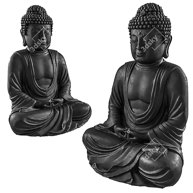 Elegant Buddha Metal Statue 3D model image 5