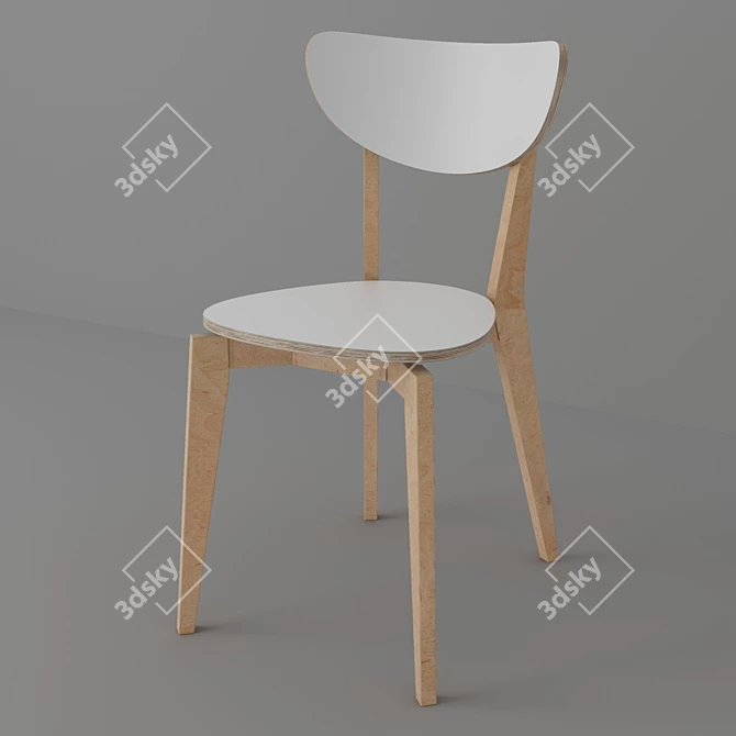 Modern Birch Kitchen Chair 3D model image 1